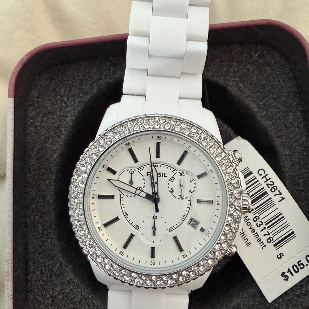 Fossil Silver and White Watch